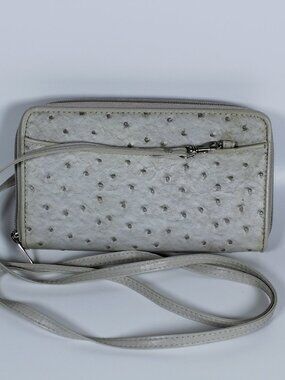 Roberta Viviani‎ Crossbody Wallet - Grey Ostrich-Effect Finish